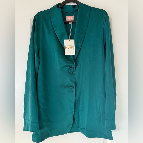 Show Me Your MuMu Jackets & Blazers - NWT Show Me Your Mumu Felix Blazer – Emerald Green Luxe Satin (XL)